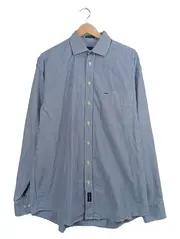 Vorschaubild 1 von Herren Business Hemd Gr. 42 Blau Weiß Gestreift Langarm Baumwolle