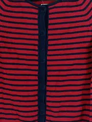 Vorschaubild 2 von Strickjacke Kinder Gr. 98/104 Rot Gestreift Wolle Kaschmir