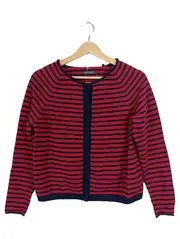 Vorschaubild 1 von Strickjacke Kinder Gr. 98/104 Rot Gestreift Wolle Kaschmir