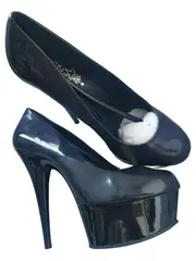 Vorschaubild 2 von Plateau Pumps Damen Gr. 40 Schwarz Lack High Heels 16cm