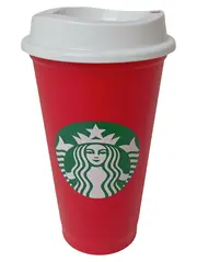Vorschaubild 1 von To Go Becher Rot Kunststoff mit Logo-Print