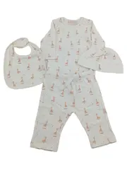 Vorschaubild 1 von Baby Set Gr. 62 (3 Monate) Beige Langarmshirt Hose Mütze Lätzchen