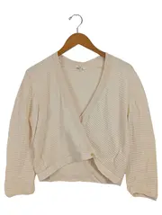 Vorschaubild 1 von Damen Strickjacke Wickeloptik Beige Gr. XL Baumwolle