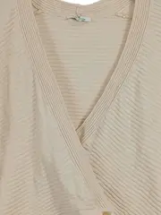 Vorschaubild 3 von Damen Strickjacke Wickeloptik Beige Gr. XL Baumwolle