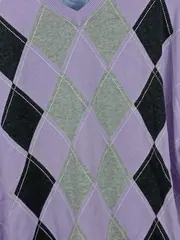 Vorschaubild 3 von Herren Pullover Argyle V-Ausschnitt Gr. 56 Lila Baumwolle
