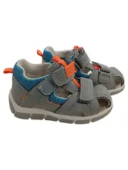 Vorschaubild 1 von Sandalen Kinder Gr. 20 Grau Orange Blau Klettverschluss Lauflernschuh