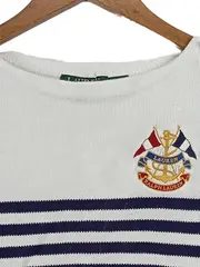 Vorschaubild 2 von Damen Pullover Maritim Gestreift Anker Logo Gr. M