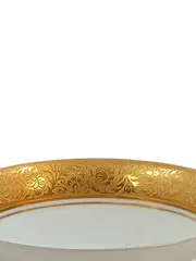Vorschaubild 2 von Porzellan Tasse Unterteller Kuchenteller Gold Elegant Blumen 3tlg