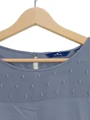 Vorschaubild 2 von Damen Hemdbluse Gr. 40 Blau Langarm Punkte Viskose Casual