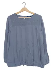 Vorschaubild 1 von Damen Hemdbluse Gr. 40 Blau Langarm Punkte Viskose Casual