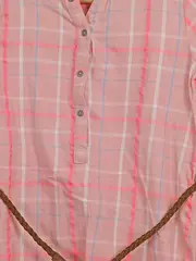 Vorschaubild 3 von Mädchen Sommerkleid kariert rosa Tunika Gürtel Gr. 146/152