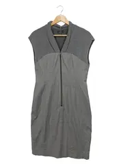 Vorschaubild 1 von Damen Businesskleid Gr. 38 Grau Ärmellos Strukturmuster