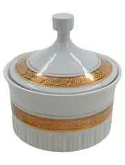 Vorschaubild 1 von Zuckerdose Weiß Goldrand Keramik Klassisch Vintage GDR
