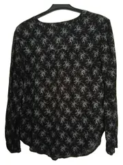 Vorschaubild 2 von Damen Bluse Langarm Schwarz Florales Muster Einheitsgröße