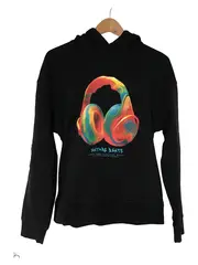 Vorschaubild 1 von Kinder Kapuzenpullover Hoodie Kopfhörer Motiv Schwarz Gr. 170