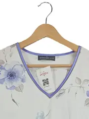 Vorschaubild 2 von Damen Nachthemd Kurzarm Blumenmuster Gr. 36/38 Weiß Feminin