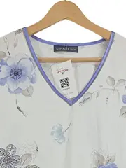 Vorschaubild 3 von Damen Nachthemd Kurzarm Blumenmuster Gr. 36/38 Weiß Feminin