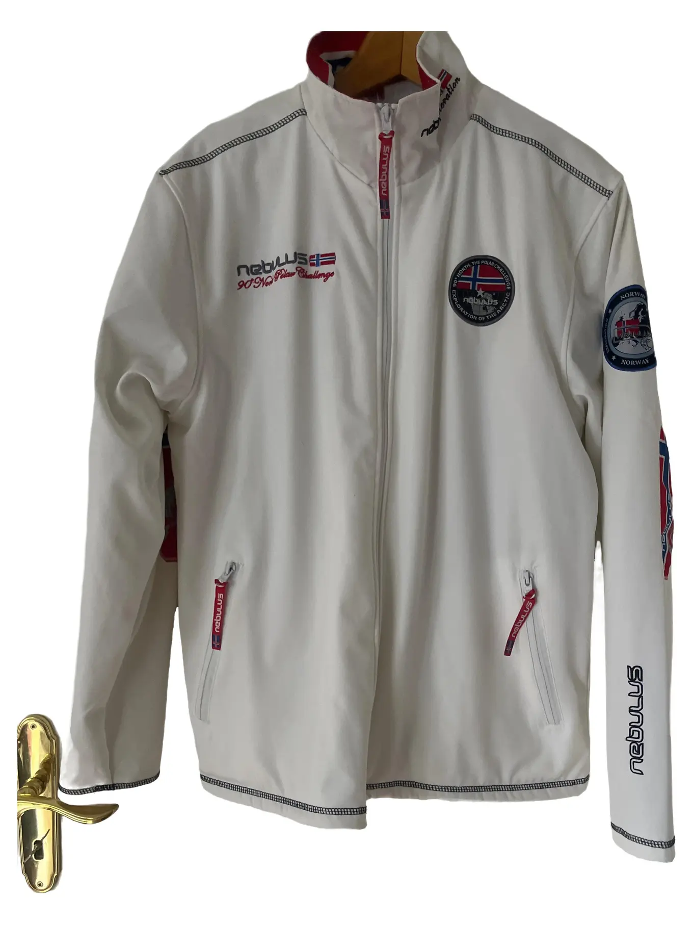 NEBULUS Herren Bomberjacke Logo Print Sportlich Freizeit Weiß L 50