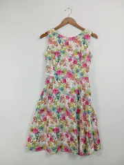 Vorschaubild 2 von Blumenmuster Freizeitkleid Damen Mini Sommer Baumwolle Mehrfarbig S