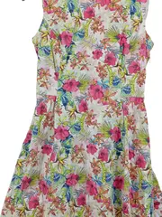 Vorschaubild 3 von Blumenmuster Freizeitkleid Damen Mini Sommer Baumwolle Mehrfarbig S