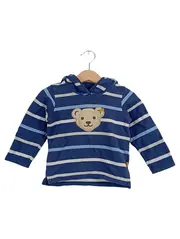 Vorschaubild 1 von Kapuzenpullover Gr. 80 Baby Junge blau gestreift Teddybär Applikation