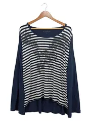 Vorschaubild 1 von CANDAS Damen Twin Set Shirt Cardigan Mehrfarbig Gestreift Gr. 40/L Casual