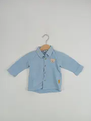 Vorschaubild 2 von Kinder Freizeithemd Gr. 62 Blau mit Teddy-Applikation Baumwolle