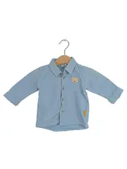 Vorschaubild 1 von Kinder Freizeithemd Gr. 62 Blau mit Teddy-Applikation Baumwolle