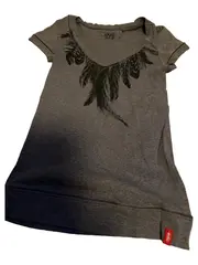 Vorschaubild 1 von EDC Damen T-Shirt Kurzarm Baumwolle Grafik Print Grau Gr. 36/S