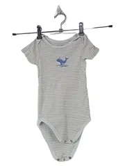 Vorschaubild 1 von Baby Body Kurzarm Gr. 86/92 Grau Gestreift Wal Motiv Baumwolle