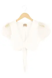 Vorschaubild 1 von Damen Trachtenbluse Gr. 34 Weiß Vintage Traditionell Landhausstil