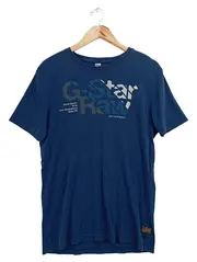 Vorschaubild 1 von Herren T-Shirt Blau Gr. 48/M Streetwear Casual Logo-Print