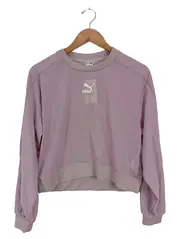 Vorschaubild 1 von Damen Sportlicher Pullover Lila Gr. 36/S Langarm Logo-Print