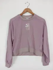 Vorschaubild 2 von Damen Sportlicher Pullover Lila Gr. 36/S Langarm Logo-Print