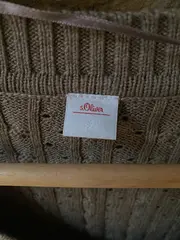 Vorschaubild 3 von Damen Strickkleid Gr. 38 Braun Casual Zopfmuster Lochmuster