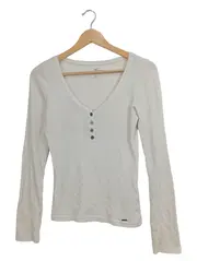 Vorschaubild 1 von Damen Langarmshirt Gr. 36/S Weiß Casual Rippstrick