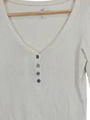 Vorschaubild 3 von Damen Langarmshirt Gr. 36/S Weiß Casual Rippstrick