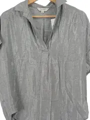 Vorschaubild 2 von Damen Bluse Grau Metallic Gr. 34/XS Kurzarm Modern