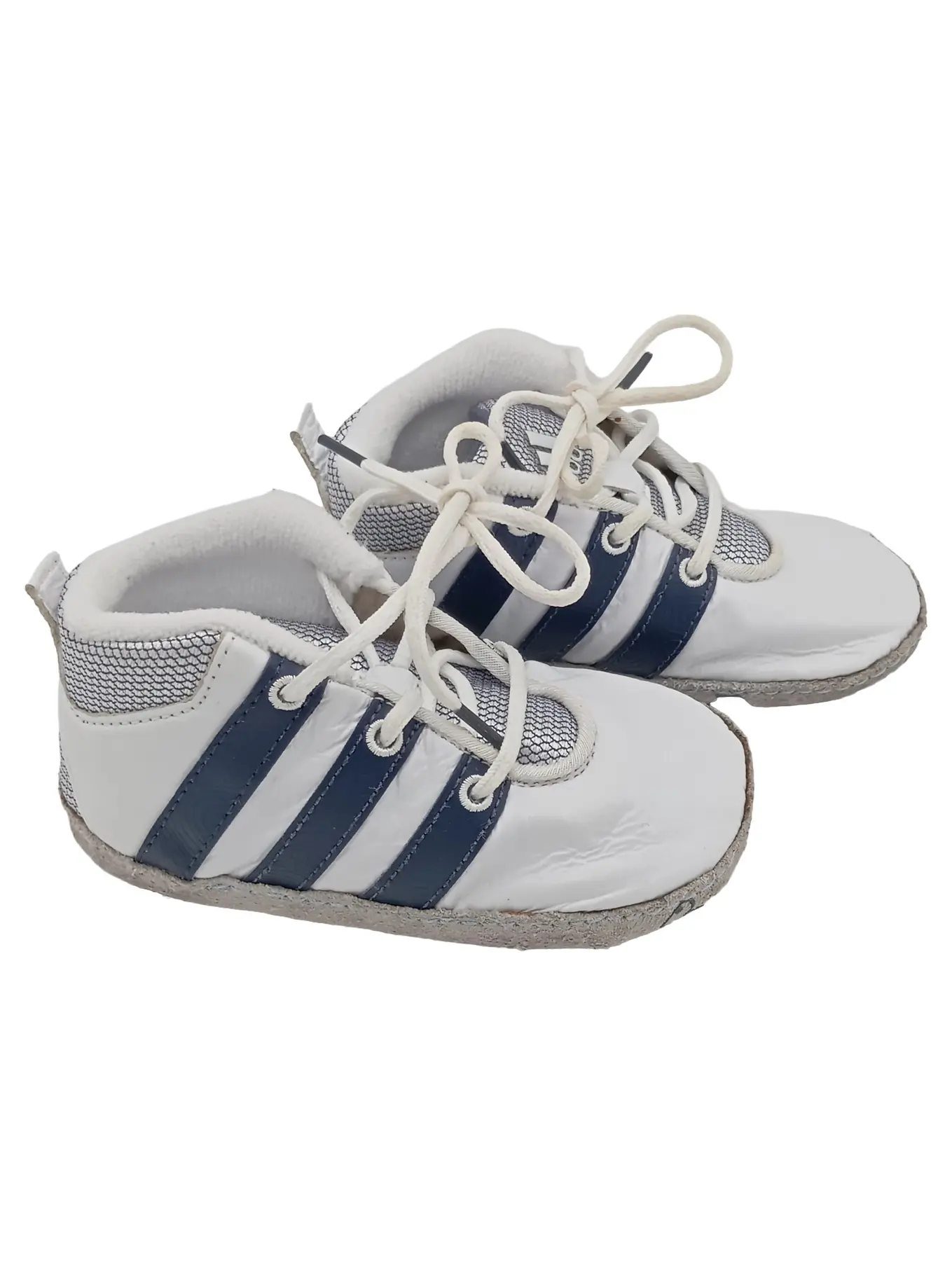 ADIDAS Krabbelschuhe Babyschuhe Sneaker Gr 19 Weiß Blau Jungen Softsole Sport