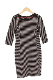 Vorschaubild 1 von Damen Etuikleid Gr. 36/S Gestreift Business Midi 3/4-Arm Schwarz Weiß