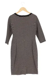 Vorschaubild 2 von Damen Etuikleid Gr. 36/S Gestreift Business Midi 3/4-Arm Schwarz Weiß