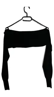 Vorschaubild 2 von Damen Langarmshirt Oberteil Schwarz Gr. 38/M Casual Cropped
