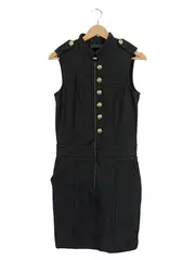 Vorschaubild 1 von Damen Kleid Gr. 36 Schwarz Militärstil Goldknöpfe Elegant