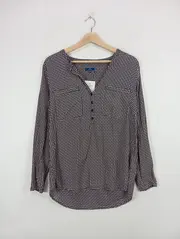 Vorschaubild 6 von Bluse Damen Langarm Gepunktet Blau Gr. 40 Baumwolle Viskose