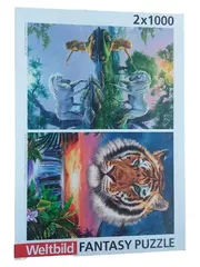 Vorschaubild 1 von Fantasy Puzzle 2x1000 Teile Einhorn Tiger Motiv NEU