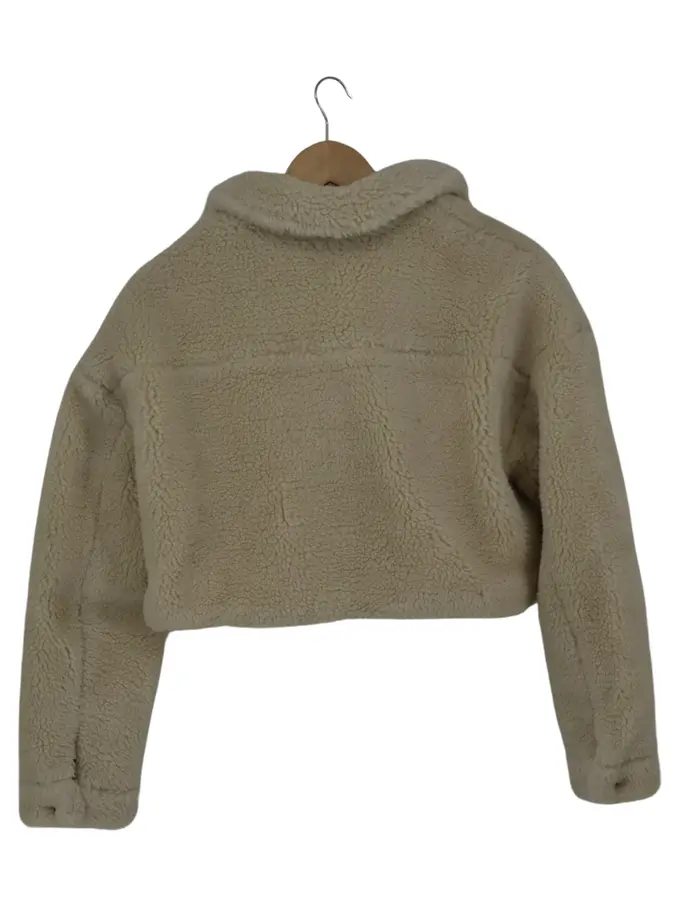 PULL&BEAR Damen Felljacke Teddy Cropped Beige 38/M Herbst Winter
