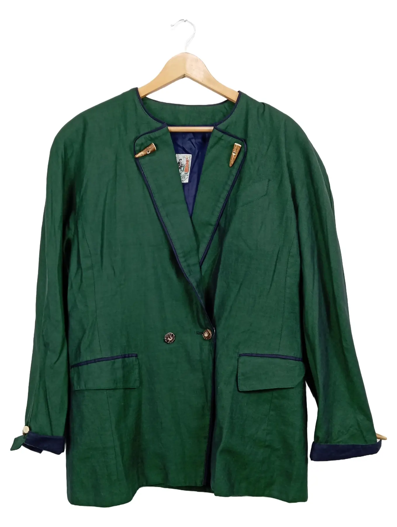 GÖSSL Trachtenjacke Damen Gr. 46 Grün Wolle Leinen