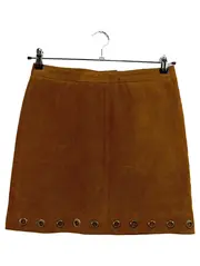 Vorschaubild 1 von Damen Minirock Lederrock Braun Gr. 36 Retro Ösen