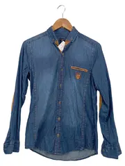 Vorschaubild 1 von Herren Jeanshemd Gr. S Blau Denim Ellbogenpatches Casual