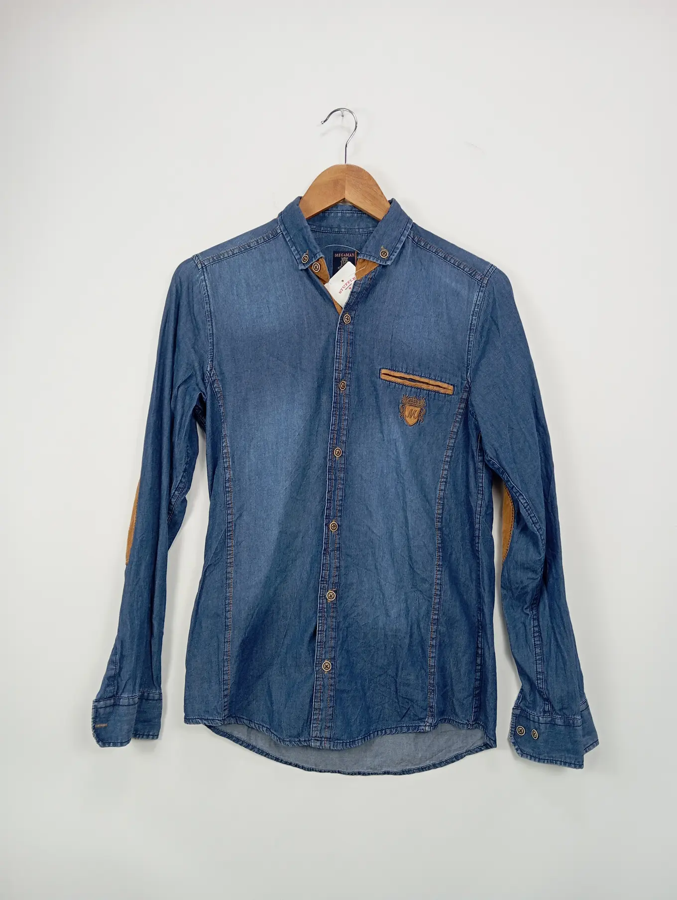 MEGAMAN Herren Jeansjacke Blau Gr. S Casual Denim Look